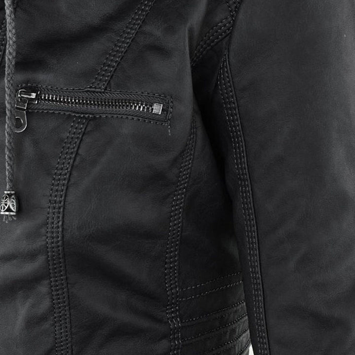 Modern Leather Jacket with Hood