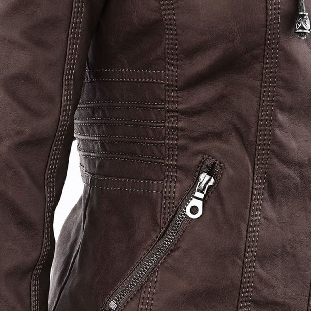 Modern Leather Jacket with Hood