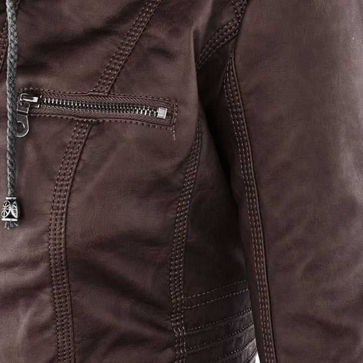 Modern Leather Jacket with Hood