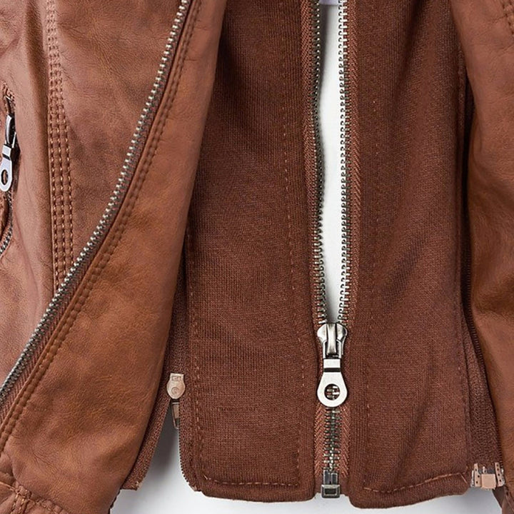 Modern Leather Jacket with Hood