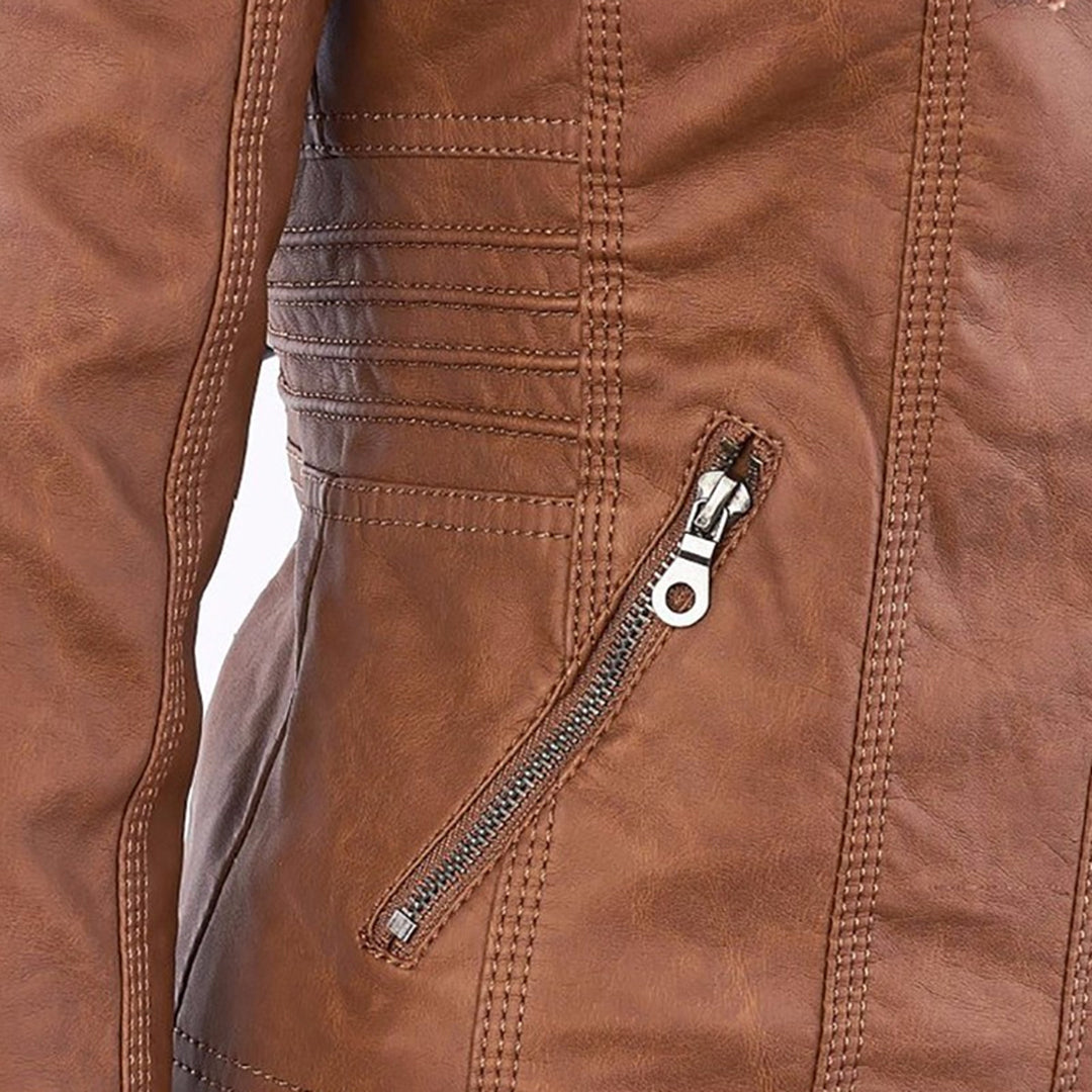 Modern Leather Jacket with Hood