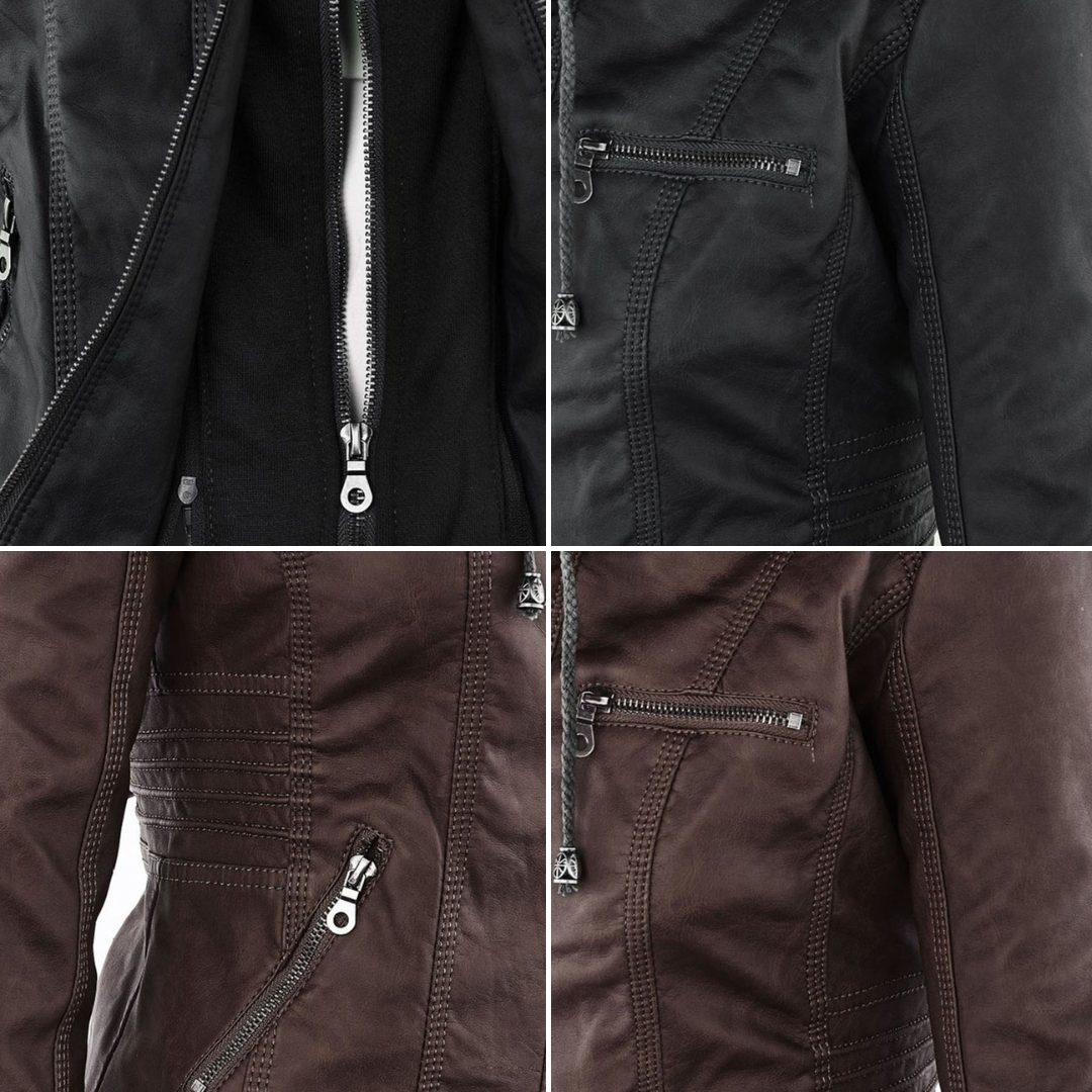Modern Leather Jacket with Hood