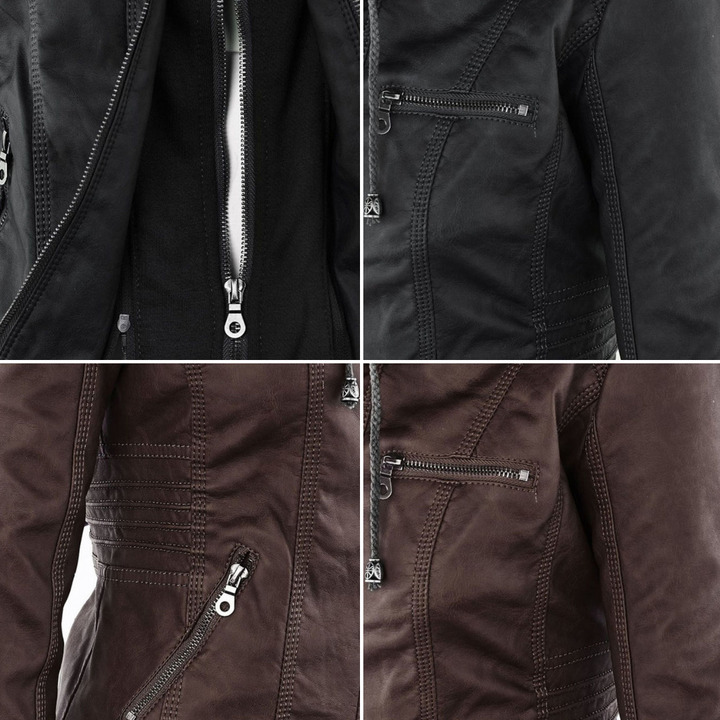 Modern Leather Jacket with Hood