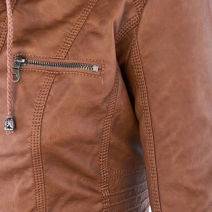 Modern Leather Jacket with Hood