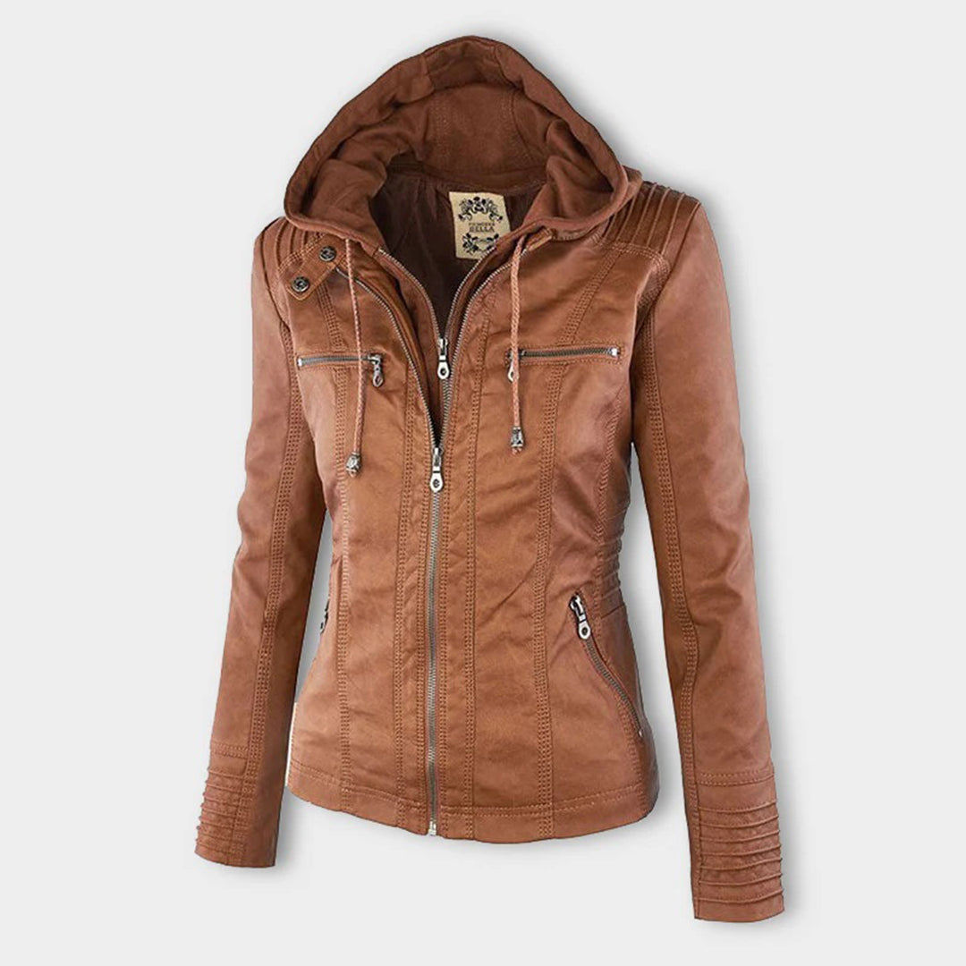 Modern Leather Jacket with Hood
