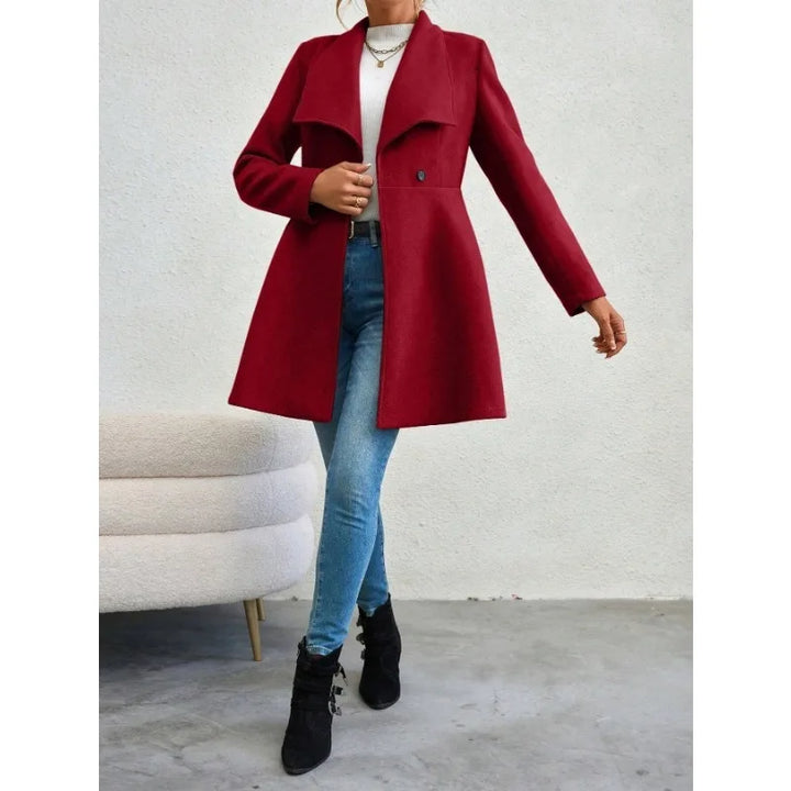 Mia | Elegant Red Coat with Lapels
