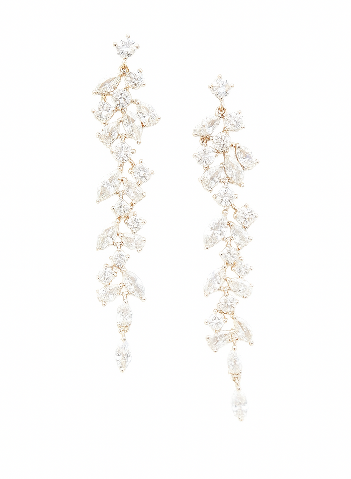 Rose gold leaf dance earrings with zirconia