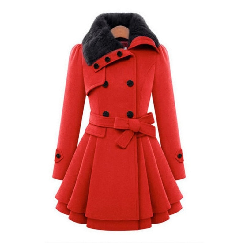 Shara - Chic Belted Flare Coat